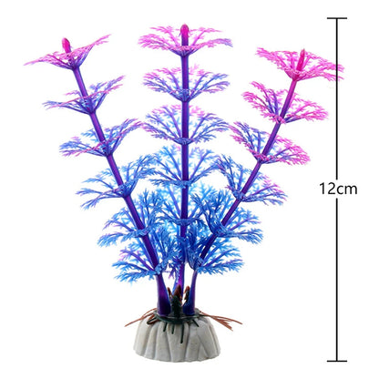 Artificial Underwater Aquarium Plants – Plastic Aquatic Fake Shrubs & Green Water Grass for Fish Tank Landscaping, Realistic Simulated Decor