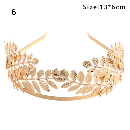 Vintage Gold Leaf Bridal Headband – Roman Greek Goddess Wedding Tiara Crown Hair Accessory for Women