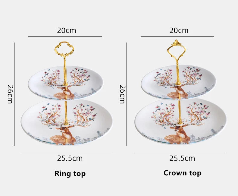 Elk Reindeer Ceramic Serving Plates – Christmas Deer Snack, Cake & Candy Dishes with Porcelain Tray for Fruit & Table Decor
