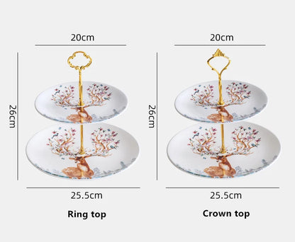 Elk Reindeer Ceramic Serving Plates – Christmas Deer Snack, Cake & Candy Dishes with Porcelain Tray for Fruit & Table Decor