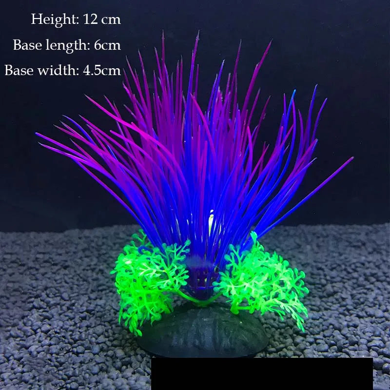 Artificial Underwater Aquarium Plants – Plastic Aquatic Fake Shrubs & Green Water Grass for Fish Tank Landscaping, Realistic Simulated Decor