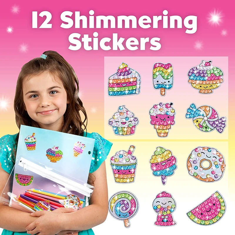Kit de pegatinas de pintura de diamantes grandes de 12 piezas – Manualidades de mosaico de unicornio, animales y vida marina para niños