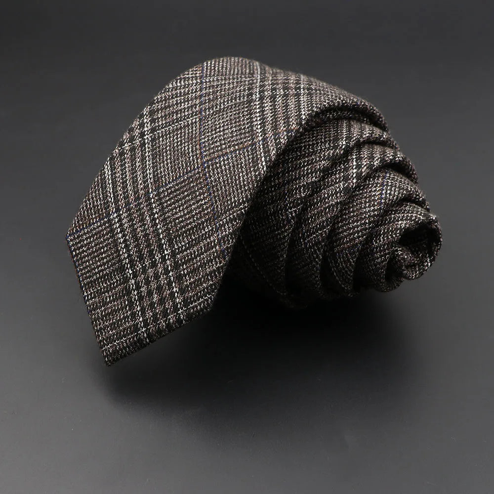 Men's 6cm Handmade Cotton Skinny Plaid Necktie – Slim Striped Grey Tie for Business, Casual & Wedding Wear