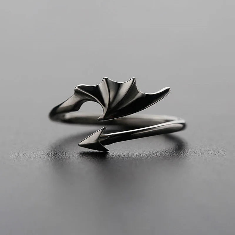 Silver-Tone Pterodactyl Wing Ring – Fashion Metal Statement Jewelry for Women & Men, Romantic Gift for Parties