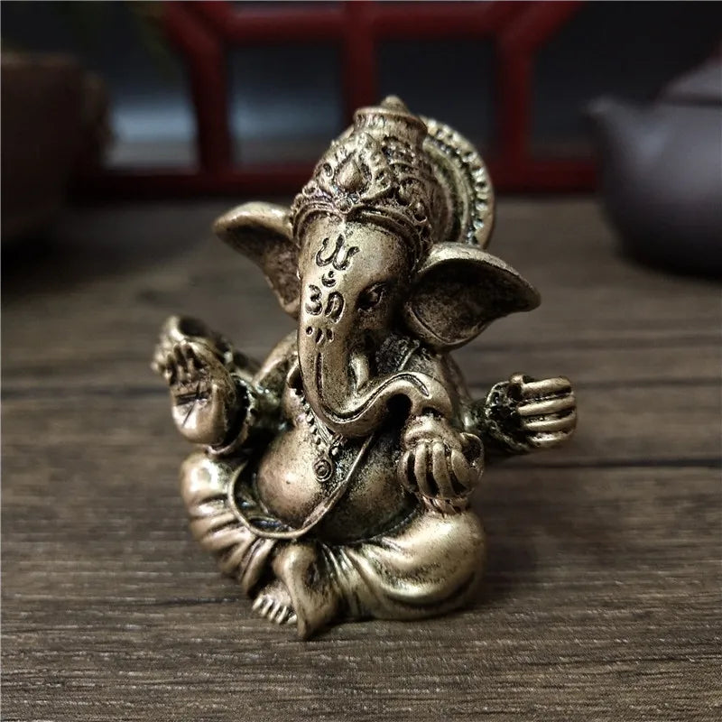 Statue de Ganesha en bronze – Figurine de sculpture du dieu éléphant hindou pour décoration de maison, de bureau, décoration spirituelle et cadeau