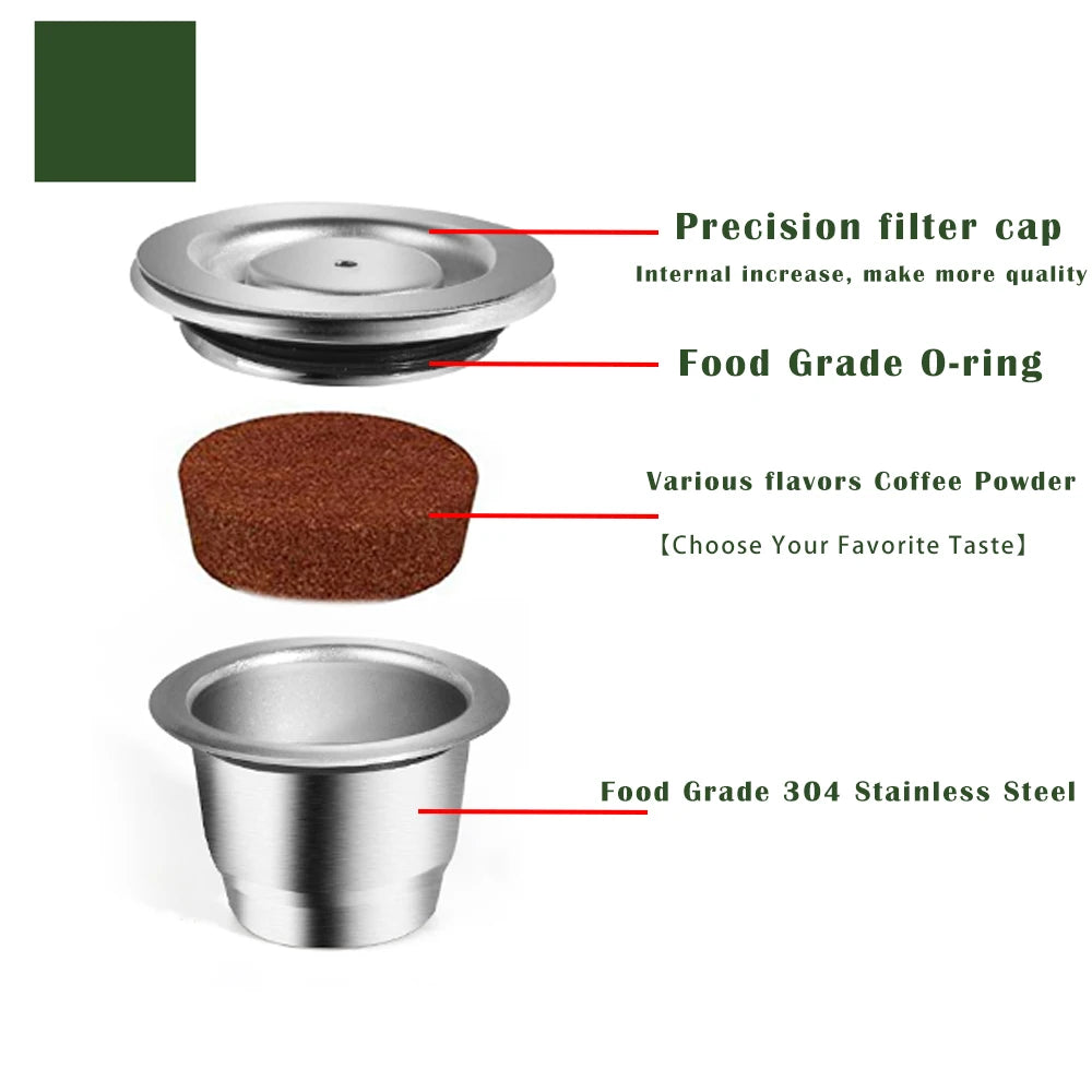 iCafilas Reusable Coffee Capsule – Stainless Steel Refillable Coffee Pod Filter Compatible with Nespresso Coffee Machines, Eco-Friendly Reusable Espresso Cup for Home Brewing