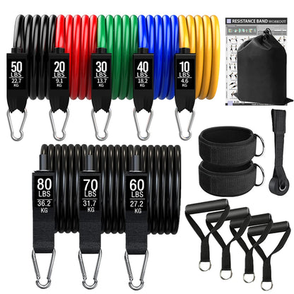 Juego de Bandas de Resistencia para Barra de Ejercicio – Expansor de Cuerda para Pilates y Yoga para Entrenamiento de Fuerza, Fisicoculturismo, Gimnasio en Casa y Ejercicios de Fitness