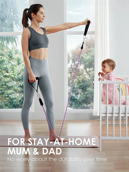 Juego de Bandas de Resistencia para Barra de Ejercicio – Expansor de Cuerda para Pilates y Yoga para Entrenamiento de Fuerza, Fisicoculturismo, Gimnasio en Casa y Ejercicios de Fitness