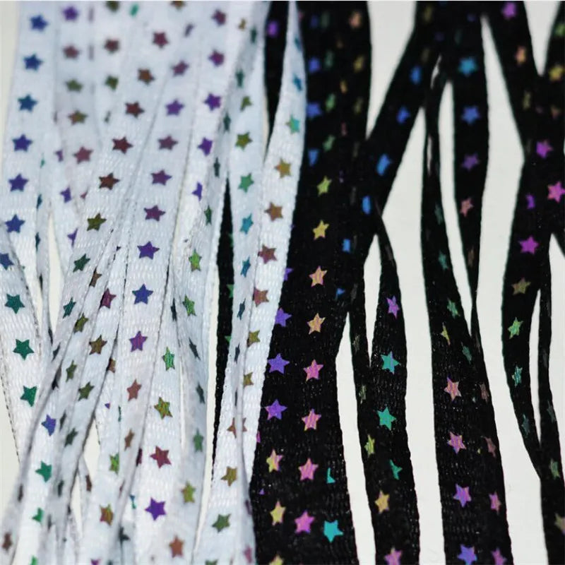 Holographic Reflective Star Shoelaces – Double-Sided High-Brightness Luminous Flat Laces for Sneakers, Fashion Shoe Accessories