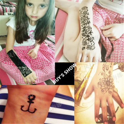 Conos de pasta de henna negra natural para tatuajes temporales – Arte corporal desechable para festivales, fiestas y bodas