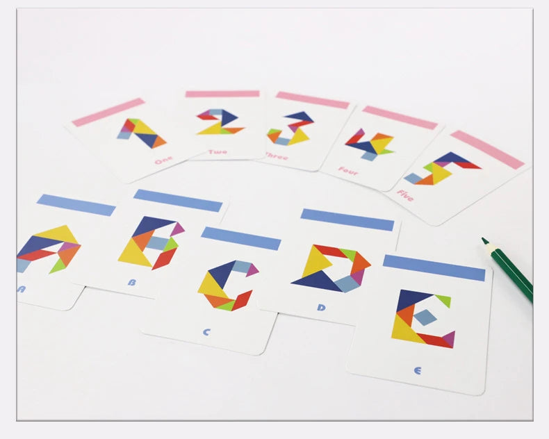 Rompecabezas de Tangram Montessori de Madera - Juego Educativo de Bloques de Construcción Preescolar, Rompecabezas Creativo de Lógica para Niños, Desarrollo Cerebral y Regalo Festivo