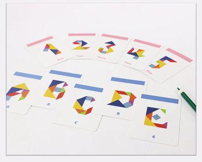 Rompecabezas de Tangram Montessori de Madera - Juego Educativo de Bloques de Construcción Preescolar, Rompecabezas Creativo de Lógica para Niños, Desarrollo Cerebral y Regalo Festivo
