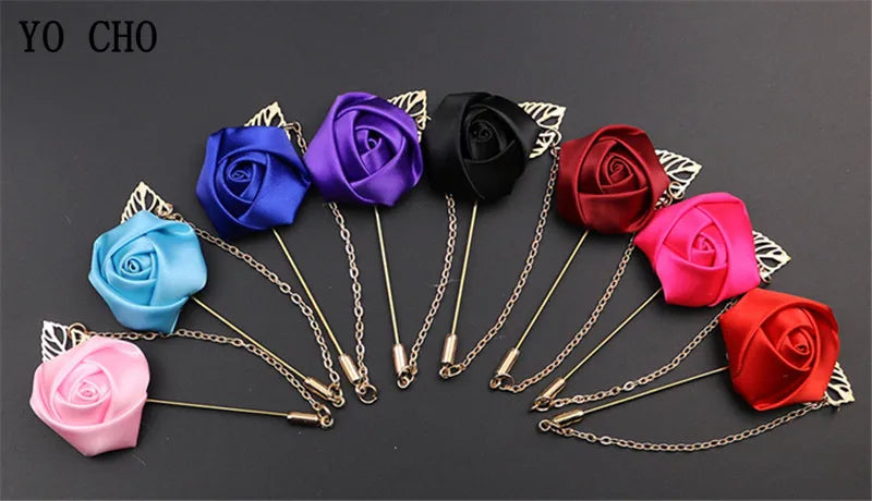 Boutonnière de seda para el novio y padrinos de boda – Pin de solapa floral para bodas, bailes de graduación y eventos formales
