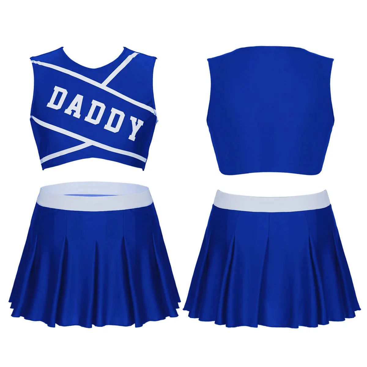 Women’s Cheerleader Cosplay Costume – Uniform Set (Crop Top + Mini Pleated Skirt, Carnival Outfit)