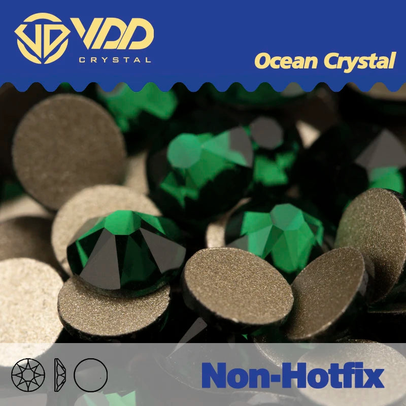 VDD 2088 Crystal Flower Nail Rhinestones – Non-Hotfix 8 Big & 8 Small Flatback Gems for Nail Art & DIY Decorations