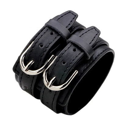 Modyle Wide Genuine Leather Cuff Bracelet – Vintage Brown & Black Punk Wristband for Men | Retro Fashion Jewelry Accessory