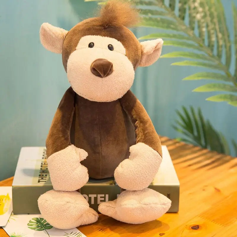 25CM Lifelike Safari Animal Plush Toys – Lion, Tiger, Elephant, Monkey, Leopard, Giraffe & Raccoon Stuffed Animals for Kids’ Gifts