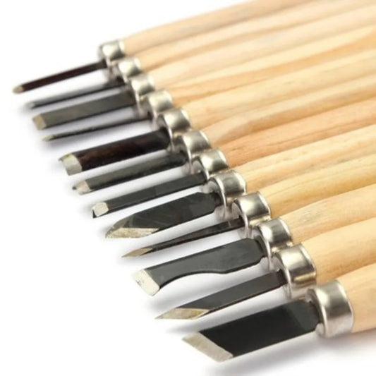 Juego de 12 formones para tallado en madera – Herramientas manuales profesionales para tallado detallado en madera