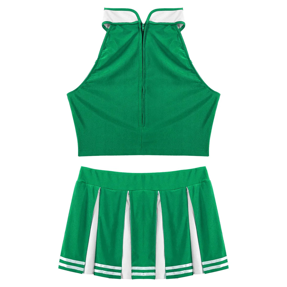 Women’s Cheerleader Cosplay Costume – Uniform Set (Crop Top + Mini Pleated Skirt, Carnival Outfit)