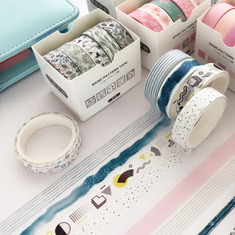 5PCS Moon & Star Washi Tape Set – Starry Night Decorative Adhesive Tape for Scrapbooking, Journaling, Diary & Stationery DIY Crafts