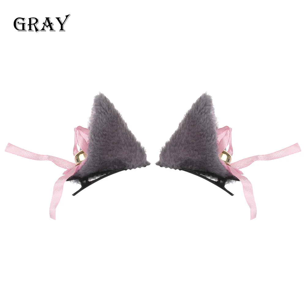 Cute Plush Cat Ear Hair Clips, Fluffy Sweet Lolita Anime Cosplay Hairpins, Kawaii Cartoon Animal Hair Accessories for Girls, Costume Parties, and Everyday Wear