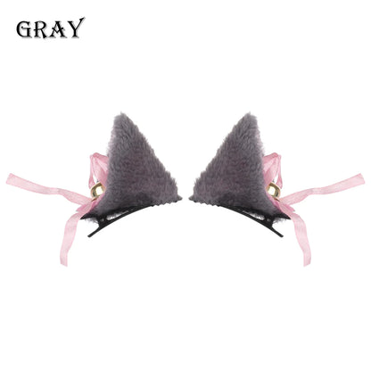 Cute Plush Cat Ear Hair Clips, Fluffy Sweet Lolita Anime Cosplay Hairpins, Kawaii Cartoon Animal Hair Accessories for Girls, Costume Parties, and Everyday Wear