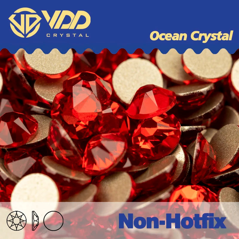 VDD 2088 Crystal Flower Nail Rhinestones – Non-Hotfix 8 Big & 8 Small Flatback Gems for Nail Art & DIY Decorations
