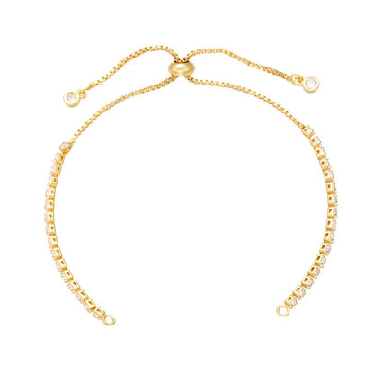 Cadena de pulsera ajustable de latón con diamantes de imitación – Cadena de joyería de 240 mm para pulseras, dijes y fabricación de joyas