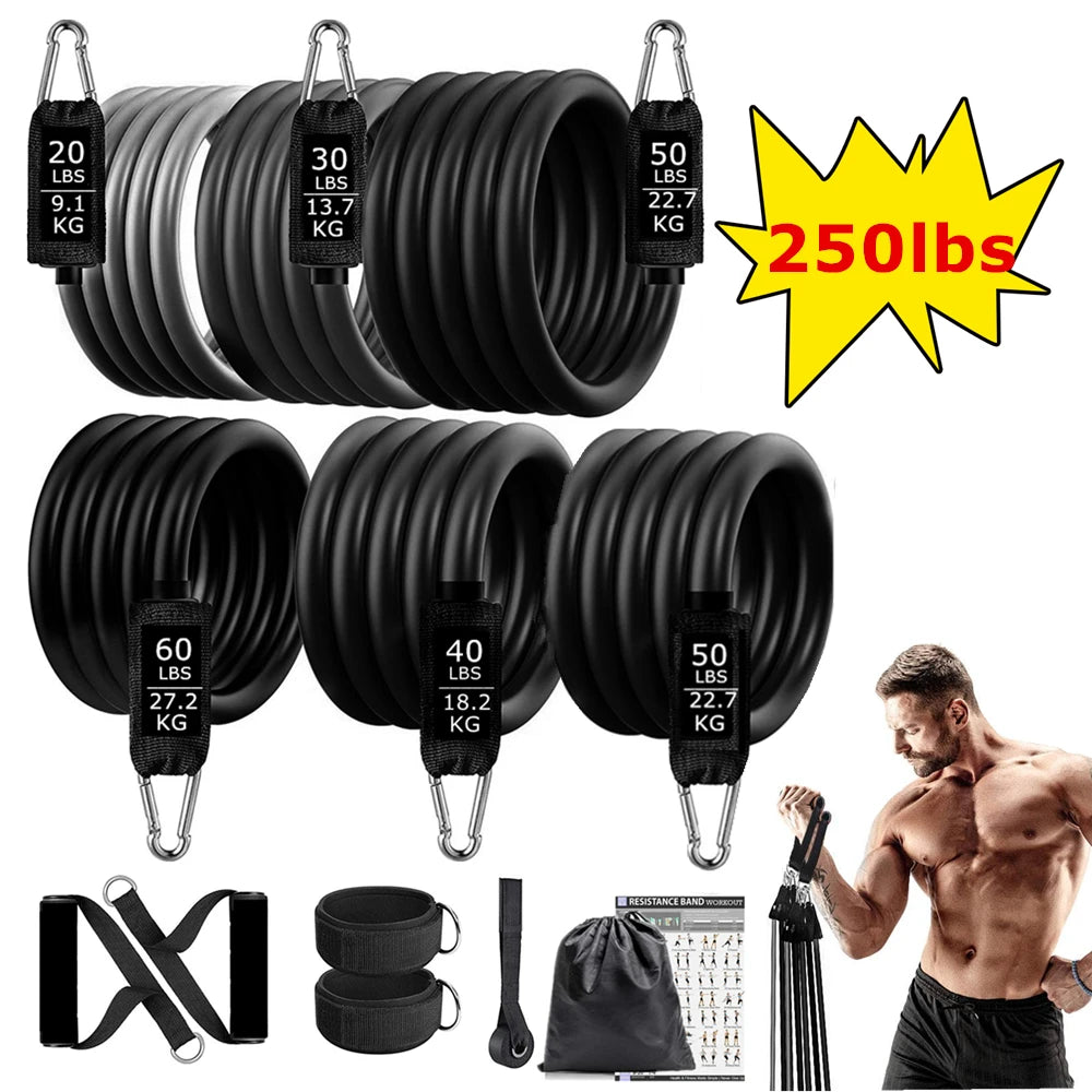 Juego de Bandas de Resistencia para Barra de Ejercicio – Expansor de Cuerda para Pilates y Yoga para Entrenamiento de Fuerza, Fisicoculturismo, Gimnasio en Casa y Ejercicios de Fitness