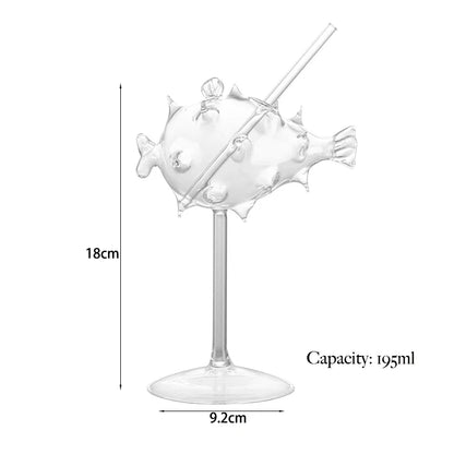 Creative Animal-Shaped Cocktail Glass, Porcupine Fish Swan Rose Octopus Bird Design Drinking Cup, Novelty Bar Drinkware for KTV, Night Parties and Gifts