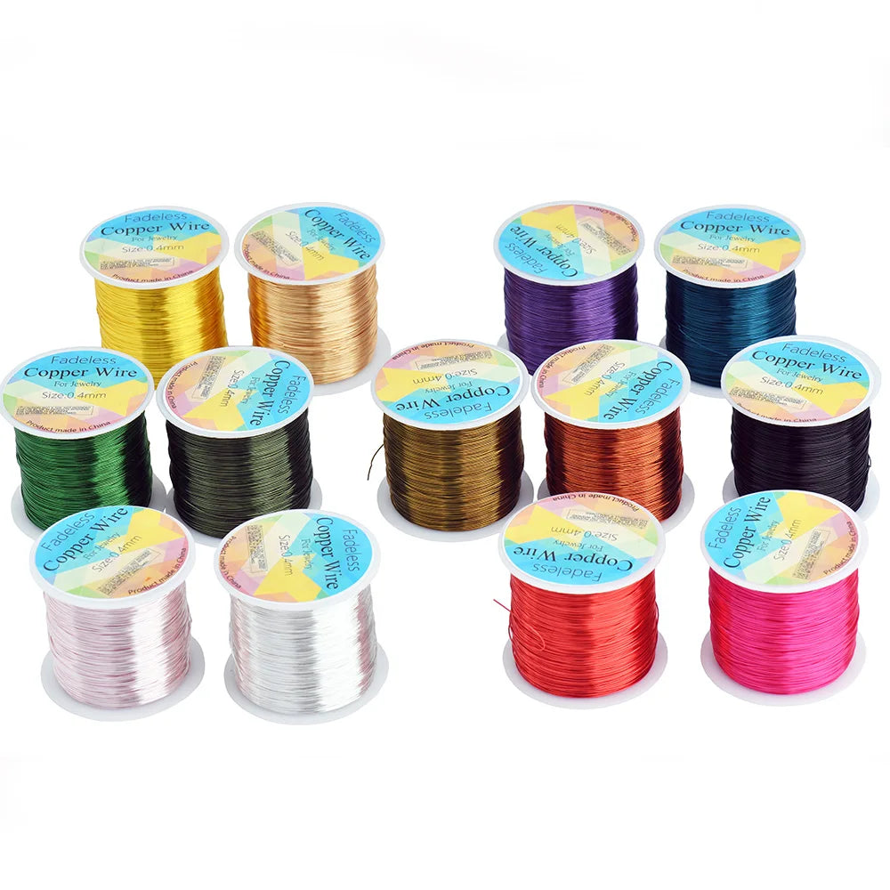 Alambre de Cobre para Joyería Resistente al Deslustre (0.3mm, 0.4mm y 0.5mm) – Alambre para Cuentas de Manualidades para Fabricación de Joyas y Artesanías DIY