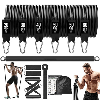 Juego de Bandas de Resistencia para Barra de Ejercicio – Expansor de Cuerda para Pilates y Yoga para Entrenamiento de Fuerza, Fisicoculturismo, Gimnasio en Casa y Ejercicios de Fitness