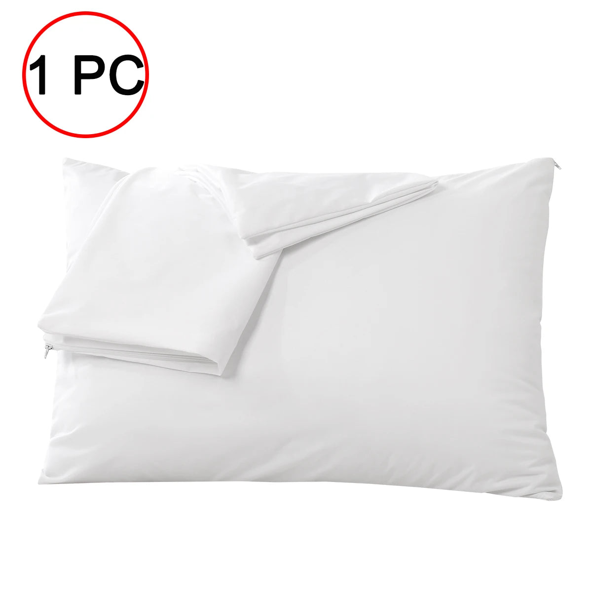 Waterproof Zippered Pillow Protector - Bed Bug & Dust Mite Proof Allergy Pillow Cover (1 Pack)