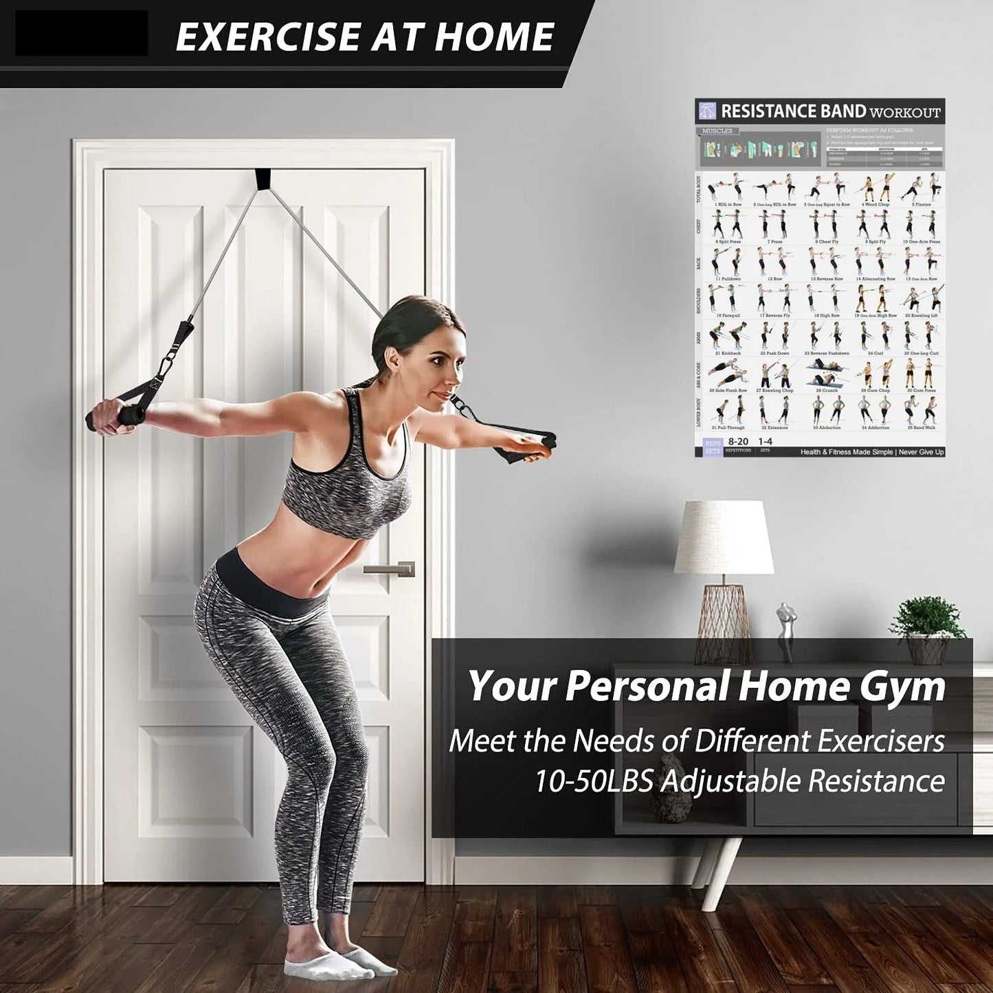 Juego de Bandas de Resistencia para Barra de Ejercicio – Expansor de Cuerda para Pilates y Yoga para Entrenamiento de Fuerza, Fisicoculturismo, Gimnasio en Casa y Ejercicios de Fitness