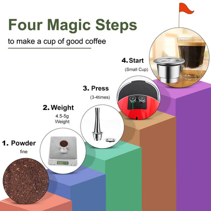 iCafilas Reusable Coffee Capsule – Stainless Steel Refillable Coffee Pod Filter Compatible with Nespresso Coffee Machines, Eco-Friendly Reusable Espresso Cup for Home Brewing