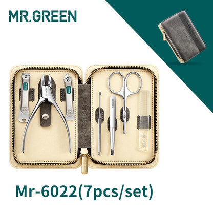 MR.GREEN Stainless Steel Manicure & Pedicure Grooming Kit – Nail Clipper Set with Travel Case for Men & Women