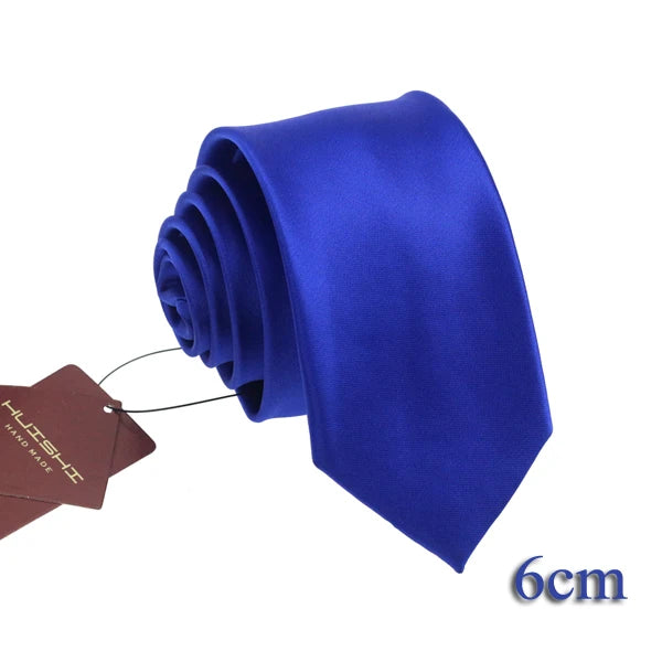 HUISHI Men's Waterproof Jacquard Necktie – 6cm Solid Dark Blue Tie for Business, Weddings & Formal Wear