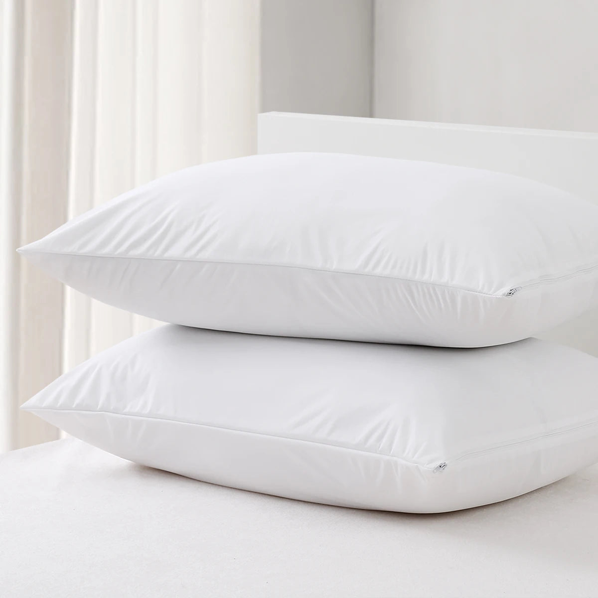 Waterproof Zippered Pillow Protector - Bed Bug & Dust Mite Proof Allergy Pillow Cover (1 Pack)