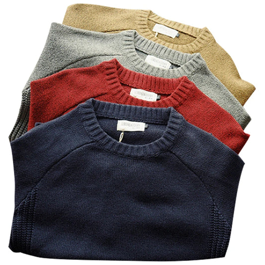 2025 Men’s Oversized Wool Knit Sweater – Thick O-Neck Loose Pullover for Autumn Casual Harajuku Streetwear, Sizes M–5XL