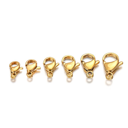 10–30 Broches de Langosta de Acero Inoxidable Chapado en Oro – Broches de Pinza para Pulseras, Collares y Suministros para Hacer Joyas DIY