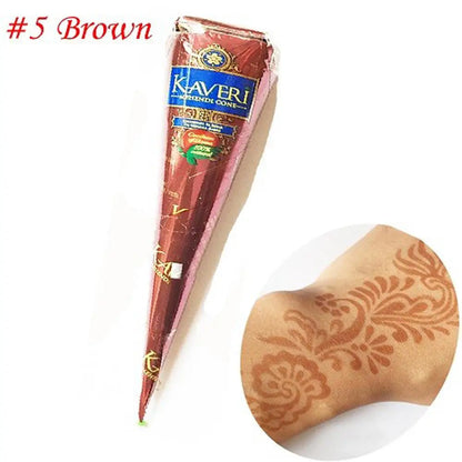 Conos de pasta de henna negra natural para tatuajes temporales – Arte corporal desechable para festivales, fiestas y bodas