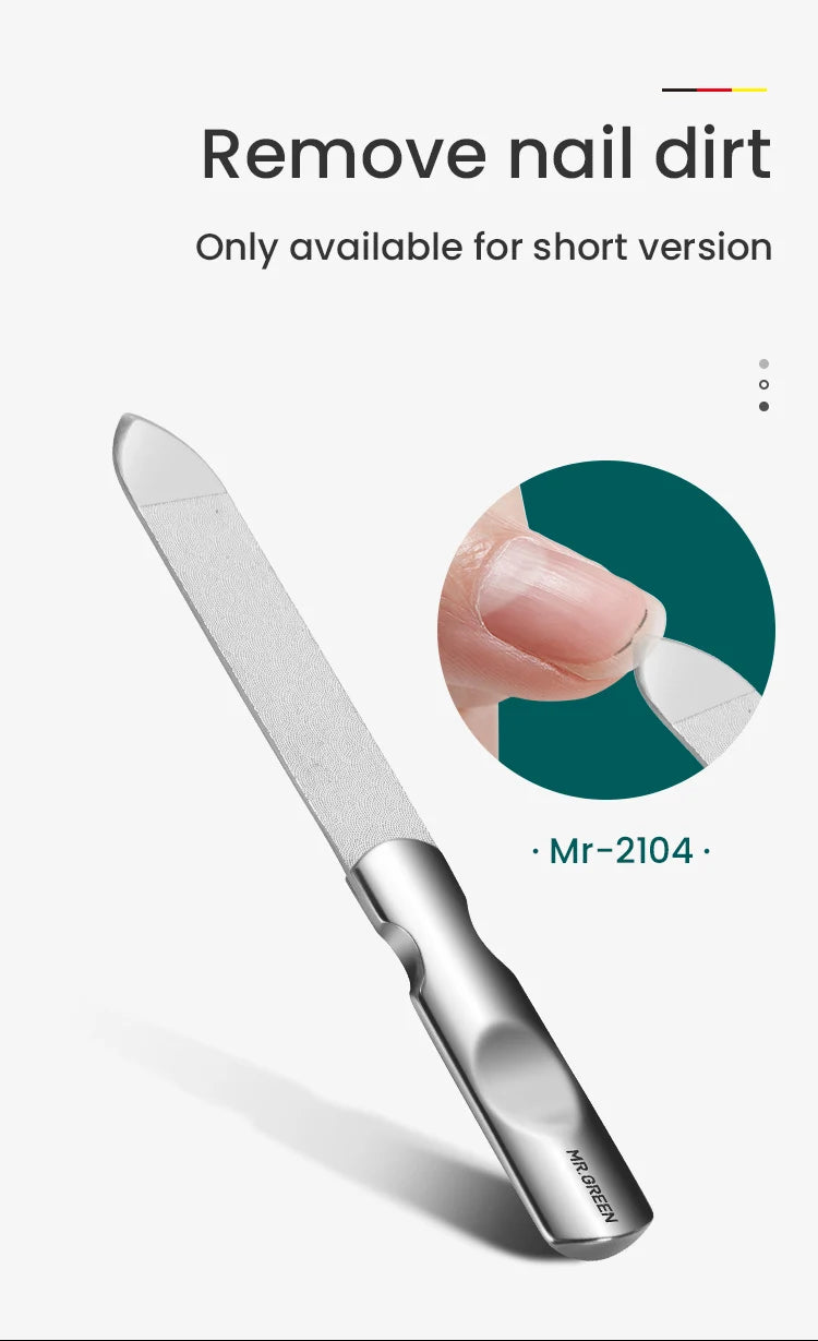 MR.GREEN Double-Sided Stainless Steel Nail File – Professional Manicure & Pedicure Grooming Tool for Finger & Toenails