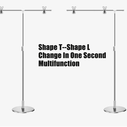 Support de fond de photographie en T réglable – Système de support de toile de fond avec pinces pour studio et vidéo