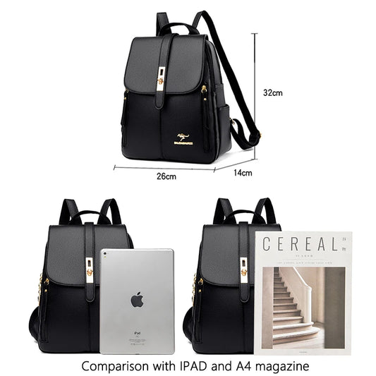 Women's Large-Capacity Leather Backpack Purse – High-Quality Vintage Rucksack for School, Travel, Work & Everyday Use, Stylish Ladies' Bookbag