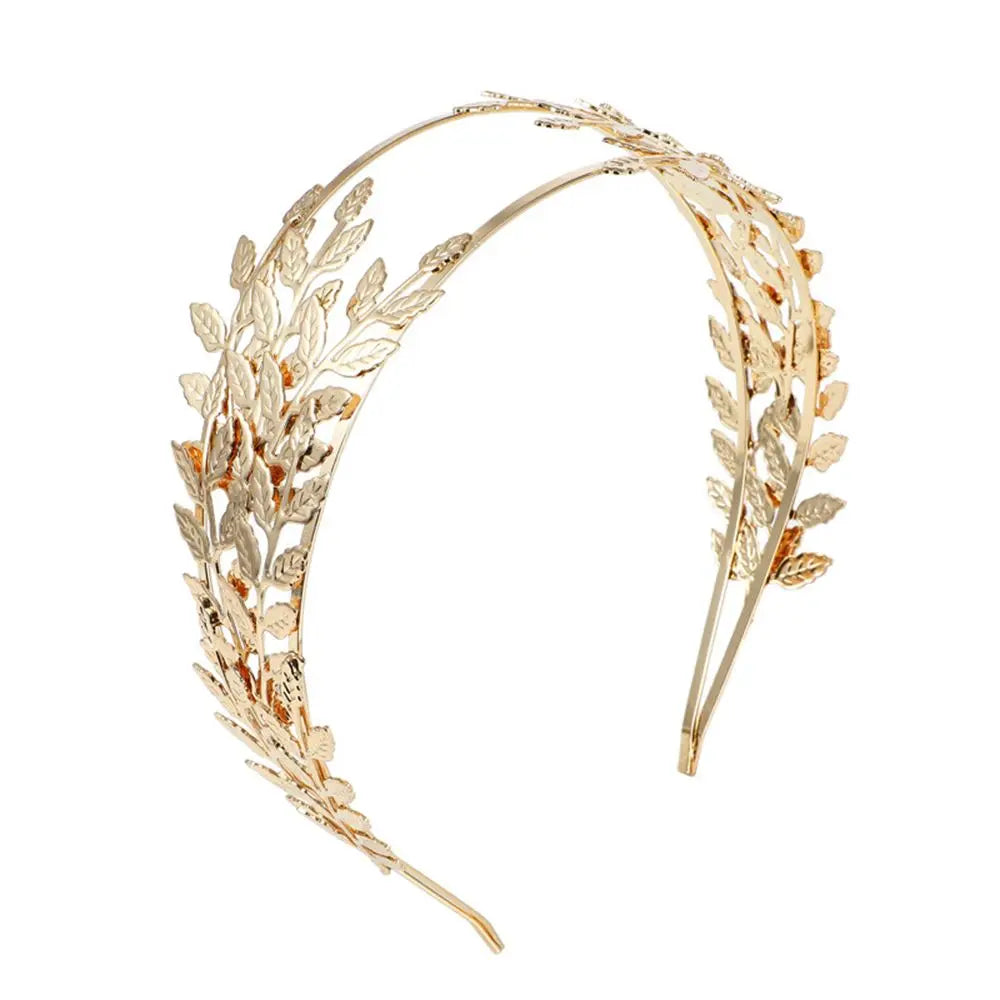 Vintage Gold Leaf Bridal Headband – Roman Greek Goddess Wedding Tiara Crown Hair Accessory for Women