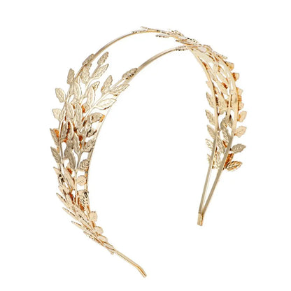Vintage Gold Leaf Bridal Headband – Roman Greek Goddess Wedding Tiara Crown Hair Accessory for Women