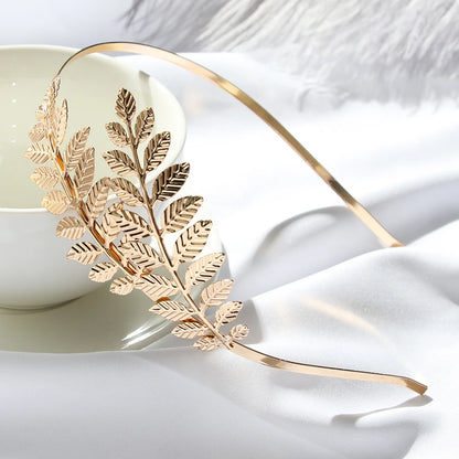Vintage Gold Leaf Bridal Headband – Roman Greek Goddess Wedding Tiara Crown Hair Accessory for Women