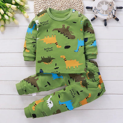 Conjunto de ropa de algodón para niños – Traje de otoño invierno para niños y niñas, cómodo conjunto de pijama de manga larga y pantalones, ropa informal de estar por casa para niños, ropa interior cálida y ropa de regalo de Navidad