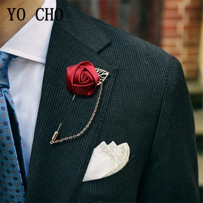 Boutonnière de seda para el novio y padrinos de boda – Pin de solapa floral para bodas, bailes de graduación y eventos formales