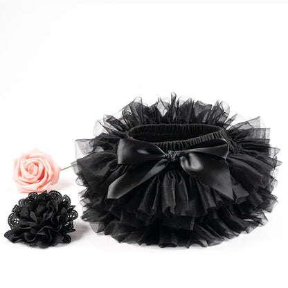 2PCS Baby Girls' Tulle Tutu Bloomers Set – Newborn Diaper Cover Skirt with Matching Headband, Rainbow Princess Outfit for Infants